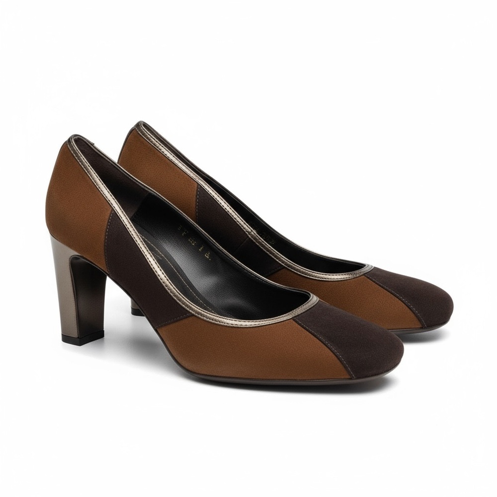 Paco Herrera Patchwork Contrast Metallic Heels Pu… - image 1